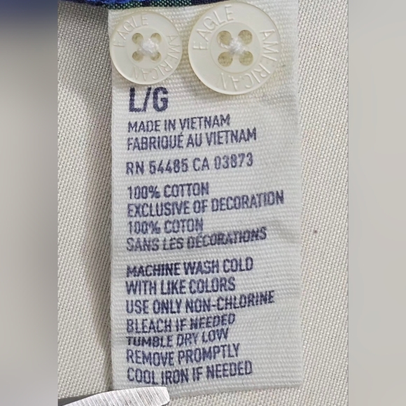 American Eagle Men’s Athletic Fit Plaid Button-Down Shirt – Size Large - Picture 10 of 10